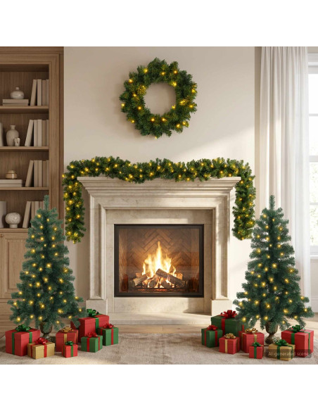 Set mini alberi di Natale 120 cm 275 LED Bianco caldo PVC Verde