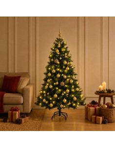 Albero di Natale artificiale con palline 120 cm 150 LED