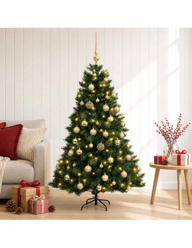 Albero di Natale artificiale con palline 120 cm 150 LED
