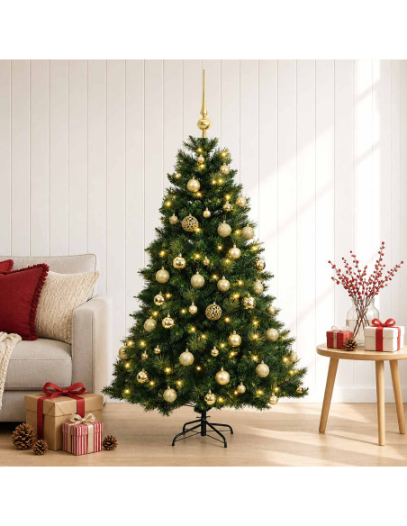 Albero di Natale artificiale con palline 120 cm 150 LED