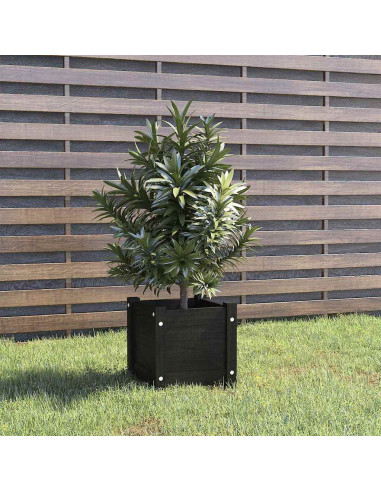 Fioriera da Giardino Nera 31x31x31 cm Legno Massello di Pino
