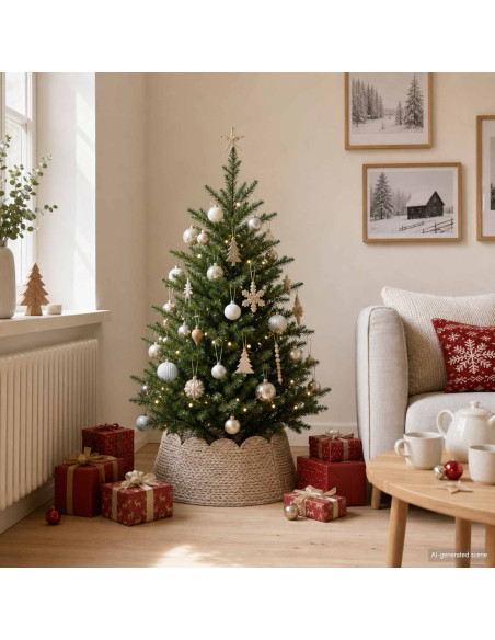 Collare per Albero di Natale Rotondo Bianco Ø 45 x 22 cm