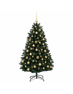 Albero di Natale artificiale verde scuro con palline 150 cm 2