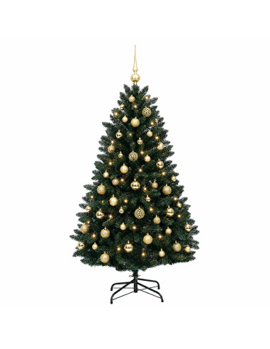 Albero di Natale artificiale verde scuro con palline 150 cm