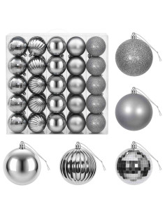 Set di Palline di Natale 50 pz Grigio 8 cm Polistirolo