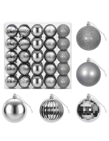 Set di Palline di Natale 50 pz Grigio 8 cm Polistirolo