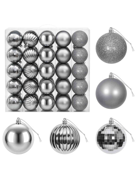 Set di Palline di Natale 50 pz Grigio 8 cm Polistirolo