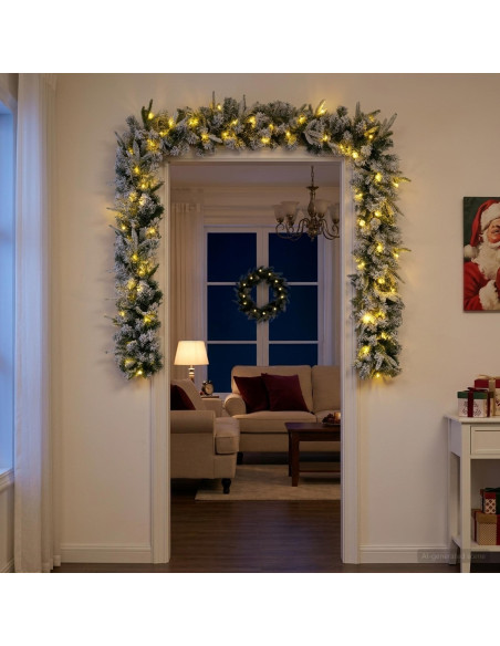 Ghirlanda di Natale Bianco 270 cm PVC e PE 50 LED