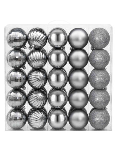 Set di Palline di Natale 50 pz Grigio 8 cm Polistirolo 2