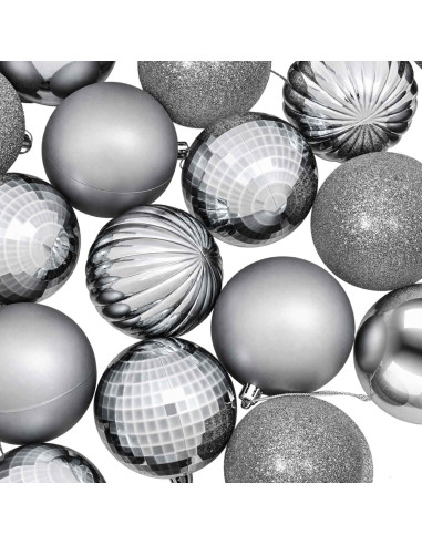 Set di Palline di Natale 50 pz Grigio 8 cm Polistirolo