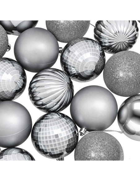 Set di Palline di Natale 50 pz Grigio 8 cm Polistirolo