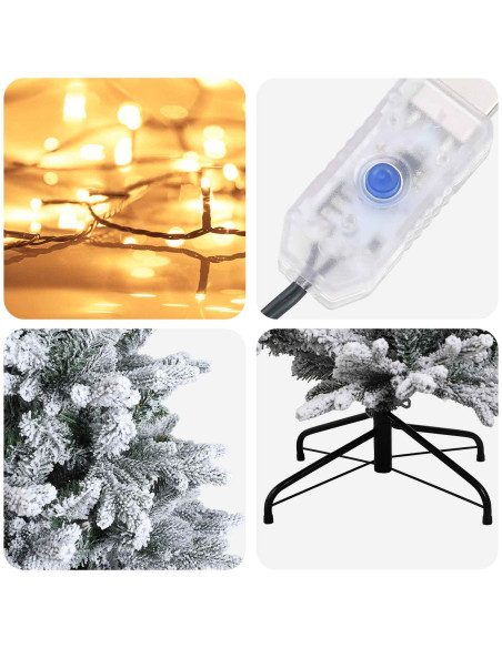 Albero di Natale Artificiale con Rami Pieghevoli 120 cm 150 LED