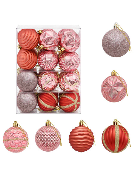 Set di Palline di Natale 36 pz Rosa e rosé 6 cm Polistirolo