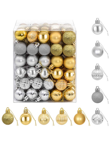 Set di Palline di Natale 150 pz Argento e oro 3 cm Polistirolo