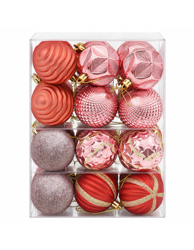 Set di Palline di Natale 36 pz Rosa e rosé 6 cm Polistirolo