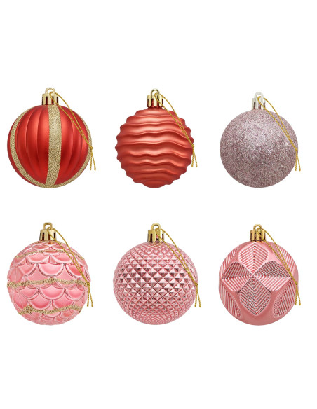 Set di Palline di Natale 36 pz Rosa e rosé 6 cm Polistirolo