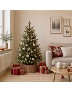 Collare per Albero di Natale Rotondo Marrone Chiaro polyrattan