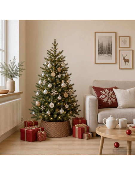 Collare per Albero di Natale Rotondo Marrone Chiaro polyrattan