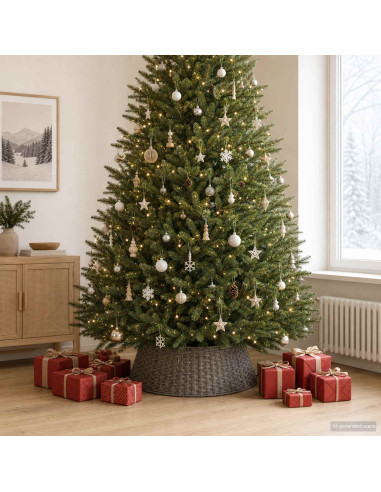 Collare per Albero di Natale Rotondo Grigio Ø 105 x 28 cm