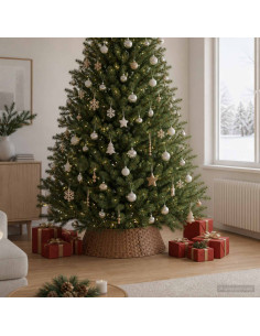 Collare per Albero di Natale Rotondo Marrone Chiaro polyrattan
