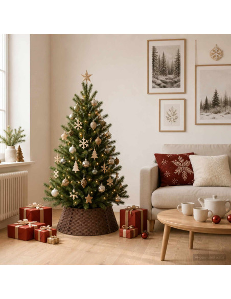 Collare per Albero di Natale Rotondo Marrone Scuro Ø 45 x 22 cm