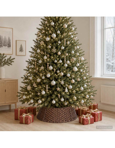 Collare per Albero di Natale Rotondo Marrone Scuro Ø 90 x 28 cm