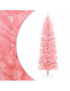 Albero di Natale Artificiale Sottile 240 cm PVC e Acciaio Rosa 2
