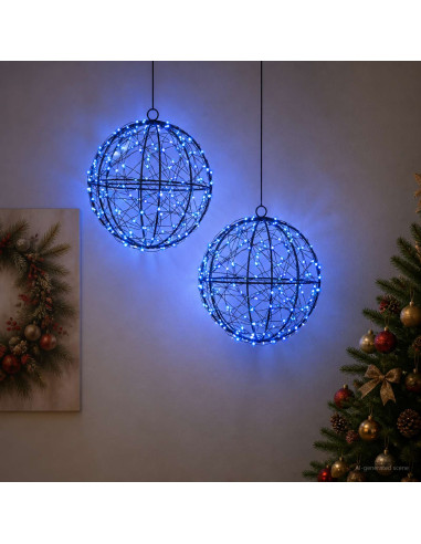 Luce a punta di Natale 2 pz 400 LED Blu Ø 20 x 22 cm
