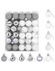 Set di Palline di Natale 150 pz Bianco e Grigio 3 cm