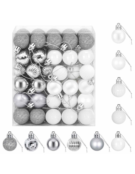 Set di Palline di Natale 150 pz Bianco e Grigio 3 cm