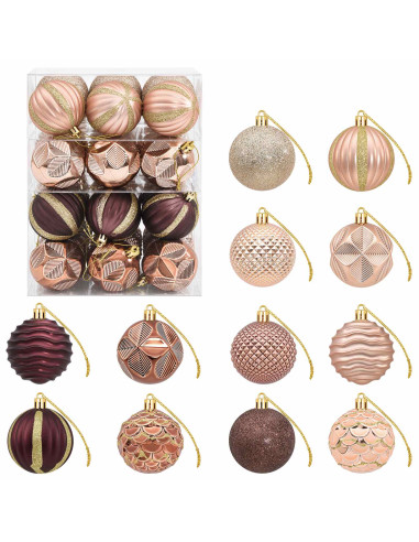 Set di Palline di Natale 36 pz Champagne e marrone 6 cm