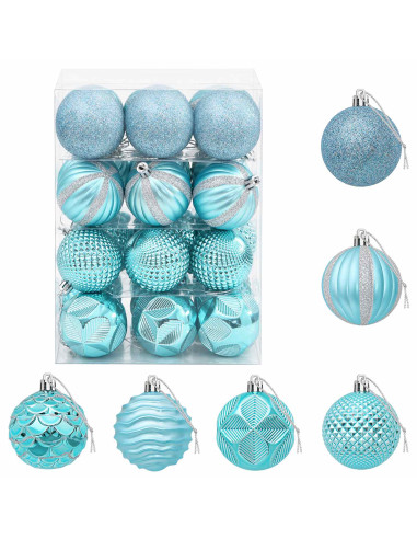 Set di Palline di Natale 36 pz Turchese 6 cm Polistirolo
