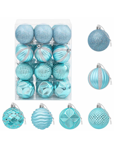 Set di Palline di Natale 36 pz Turchese 6 cm Polistirolo