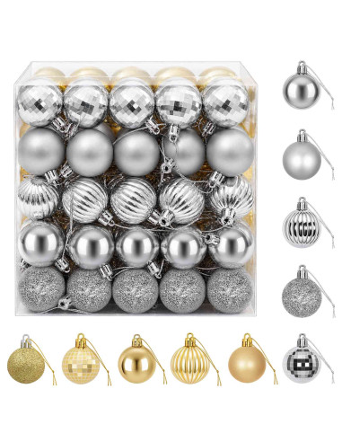 Set di Palline di Natale 100 pz Argento e oro 4 cm Polistirolo