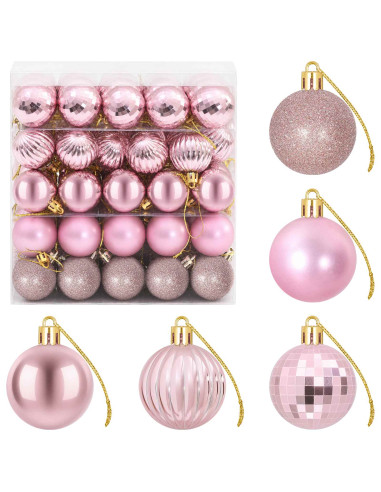 Set di Palline di Natale 100 pz Rosa 4 cm Polistirolo
