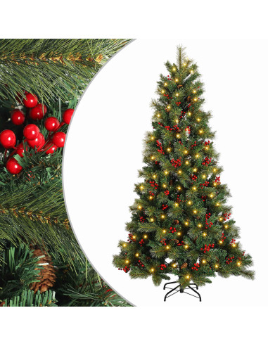 Albero di Natale Artificiale con Rami Pieghevoli 120 cm 150 LED