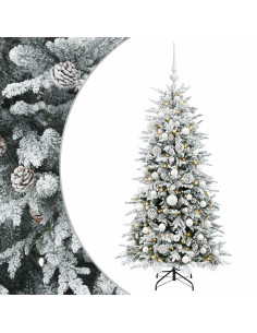 Albero di Natale artificiale con palline 150 cm 150 LED