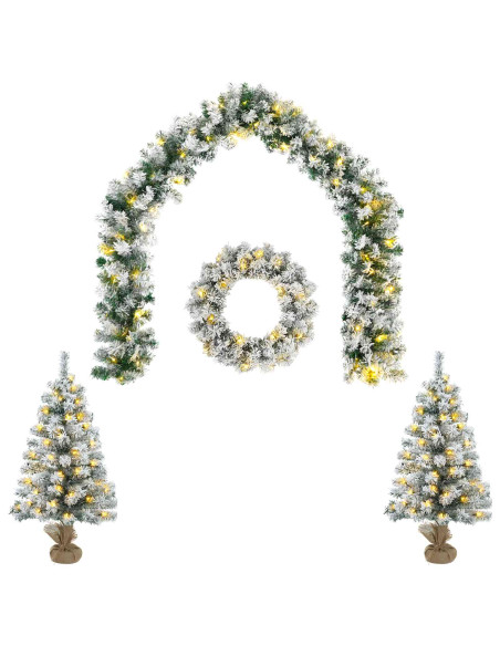 Albero di Natale Mini 60 cm 100 LED Bianco caldo PVC Bianco
