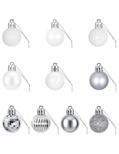 Set di Palline di Natale 150 pz Bianco e Grigio 3 cm