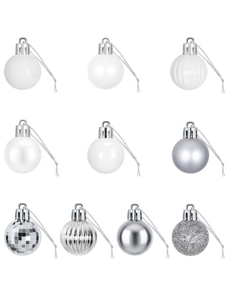 Set di Palline di Natale 150 pz Bianco e Grigio 3 cm