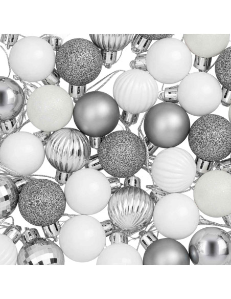 Set di Palline di Natale 150 pz Bianco e Grigio 3 cm