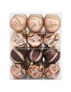 Set di Palline di Natale 36 pz Champagne e marrone 6 cm 2