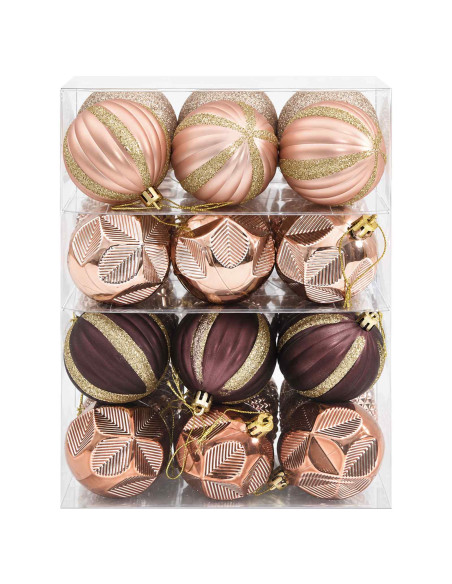 Set di Palline di Natale 36 pz Champagne e marrone 6 cm