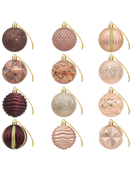 Set di Palline di Natale 36 pz Champagne e marrone 6 cm