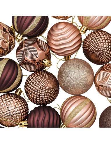 Set di Palline di Natale 36 pz Champagne e marrone 6 cm