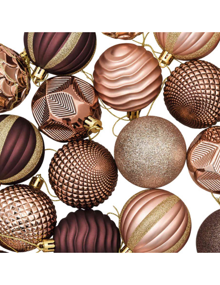 Set di Palline di Natale 36 pz Champagne e marrone 6 cm