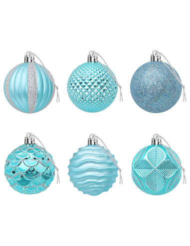 Set di Palline di Natale 36 pz Turchese 6 cm Polistirolo
