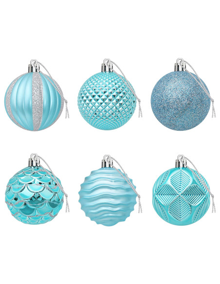 Set di Palline di Natale 36 pz Turchese 6 cm Polistirolo