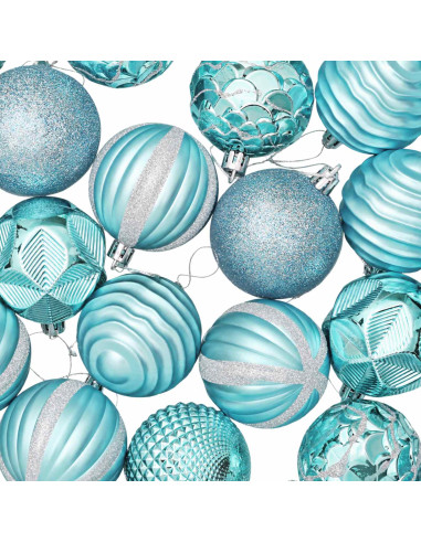 Set di Palline di Natale 36 pz Turchese 6 cm Polistirolo