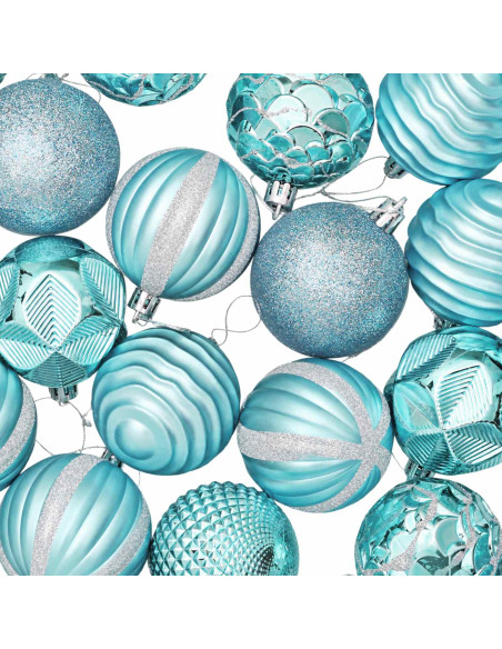 Set di Palline di Natale 36 pz Turchese 6 cm Polistirolo